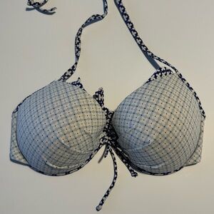 Victoria's Secret Floral Checkered Blue Bombshell Bikini Top Size 36DD swim